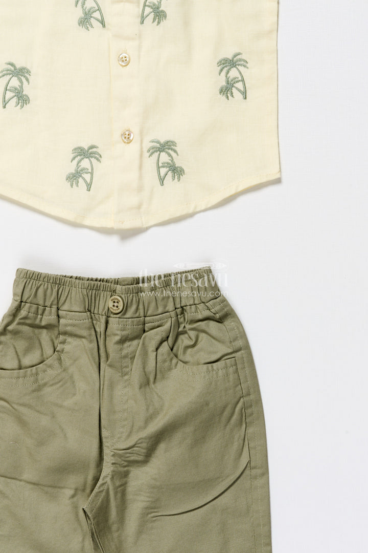 The Nesavu Boys Casual Set Boys Cotton Outfit Set with Embroidery for Everyday Comfort and Outings Nesavu Nesavu cotton boys outfit set embroidery matching cap casual outings daily wear