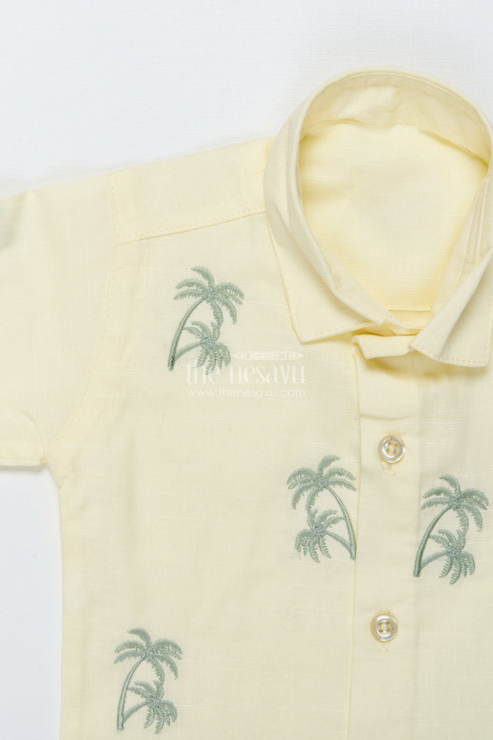 The Nesavu Boys Casual Set Boys Cotton Outfit Set with Embroidery for Everyday Comfort and Outings Nesavu Nesavu cotton boys outfit set embroidery matching cap casual outings daily wear