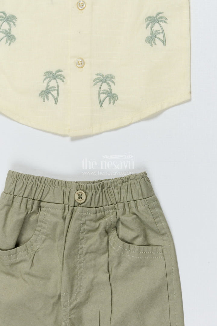 The Nesavu Boys Casual Set Boys Cotton Outfit Set with Embroidery for Everyday Comfort and Outings Nesavu Nesavu cotton boys outfit set embroidery matching cap casual outings daily wear