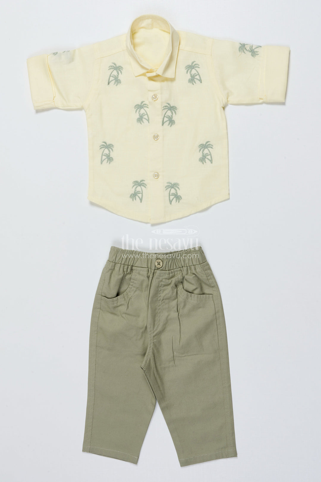 The Nesavu Boys Casual Set Boys Cotton Outfit Set with Embroidery for Everyday Comfort and Outings Nesavu Nesavu cotton boys outfit set embroidery matching cap casual outings daily wear