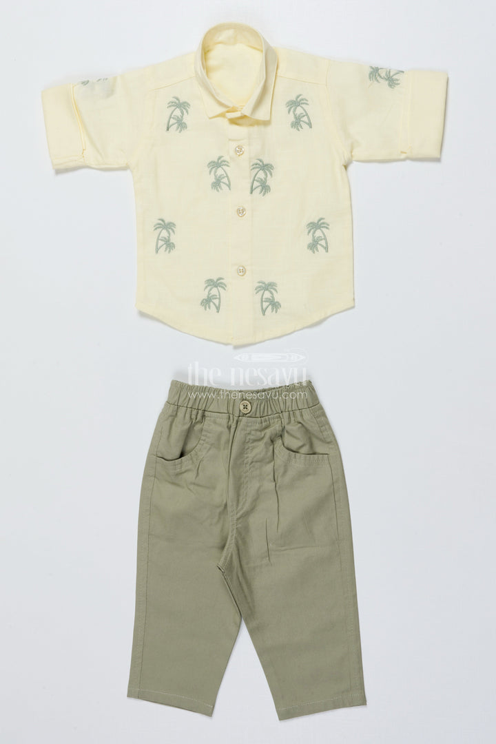 The Nesavu Boys Casual Set Boys Cotton Outfit Set with Embroidery for Everyday Comfort and Outings Nesavu Nesavu cotton boys outfit set embroidery matching cap casual outings daily wear