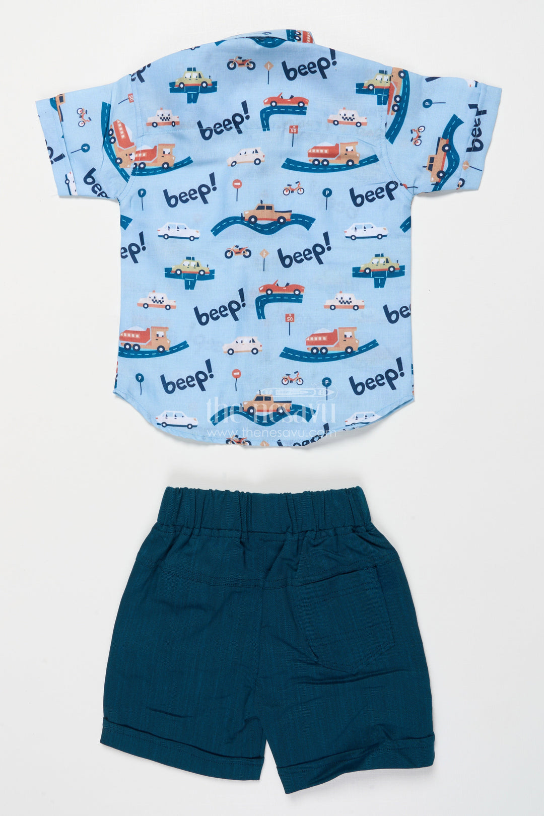 The Nesavu Boys Casual Set Boys Cotton Outfit with Vehicle Print for Daycare and Holiday Fun Nesavu Nesavu boys cotton casual set fun car print weekend outings daycare travel