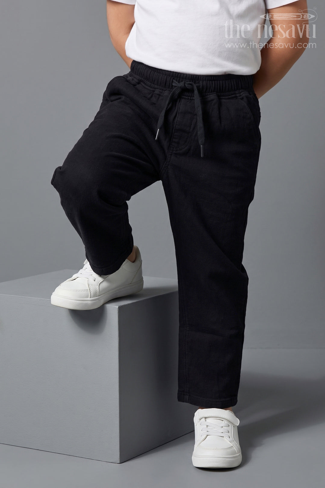The Nesavu Boys Pant Boys Cotton Pants for Daily Wear and Casual Outings Nesavu 16 (1Y) / Black / Muslin Cotton BWP031J-16 Nesavu Boys Muslin Cotton Pants For Daily Wear Comfortable Breathable Casual Outfit For Kids