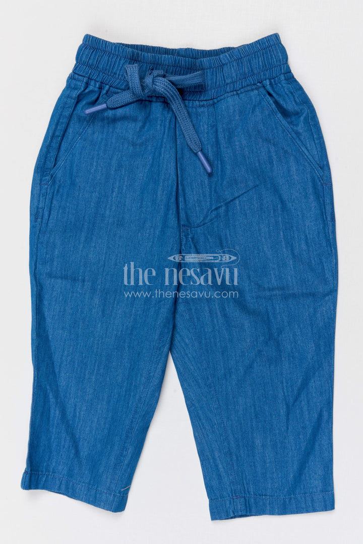 The Nesavu Boys Pant Boys Cotton Pants for School and Everyday Active Wear Nesavu 16 (1Y) / Blue / Cotton BWP030A-16 Nesavu boys cotton pants for school and everyday wear breathable kids drawstring waist casual pants
