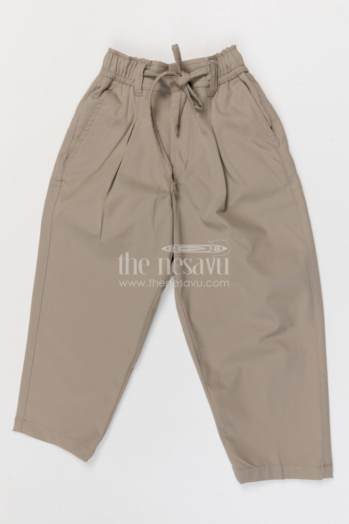 The Nesavu Boys Pant Boys Cotton Pants for School Uniforms and Everyday Wear Nesavu 22 (4Y) / Beige / Cotton BWP028C-22 Nesavu boys cotton twill pants comfortable school uniform and casual kids wear