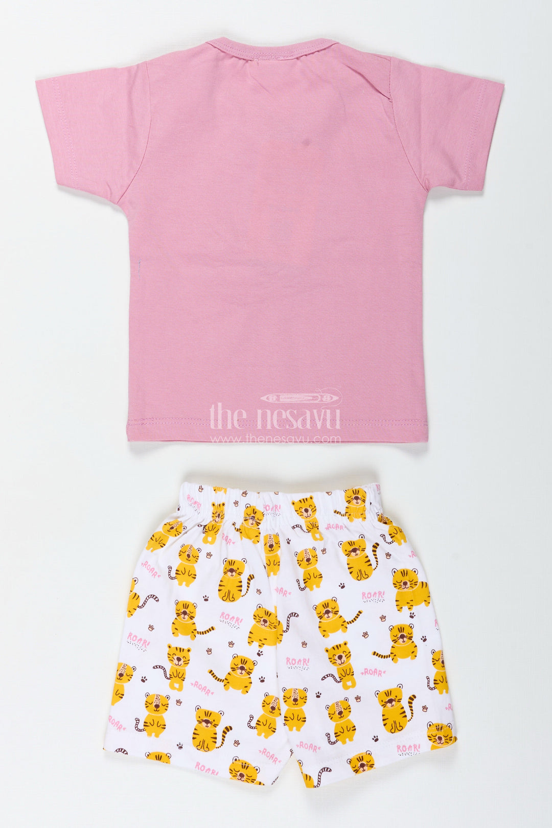The Nesavu Boys Casual Set Boys Cotton Pink T Shirt and Shorts Set with Animal Digital Prints for Playful Summer Wear Nesavu Nesavu Boys Pink Cotton T Shirt Animal Printed Shorts Set Comfortable Everyday Wear