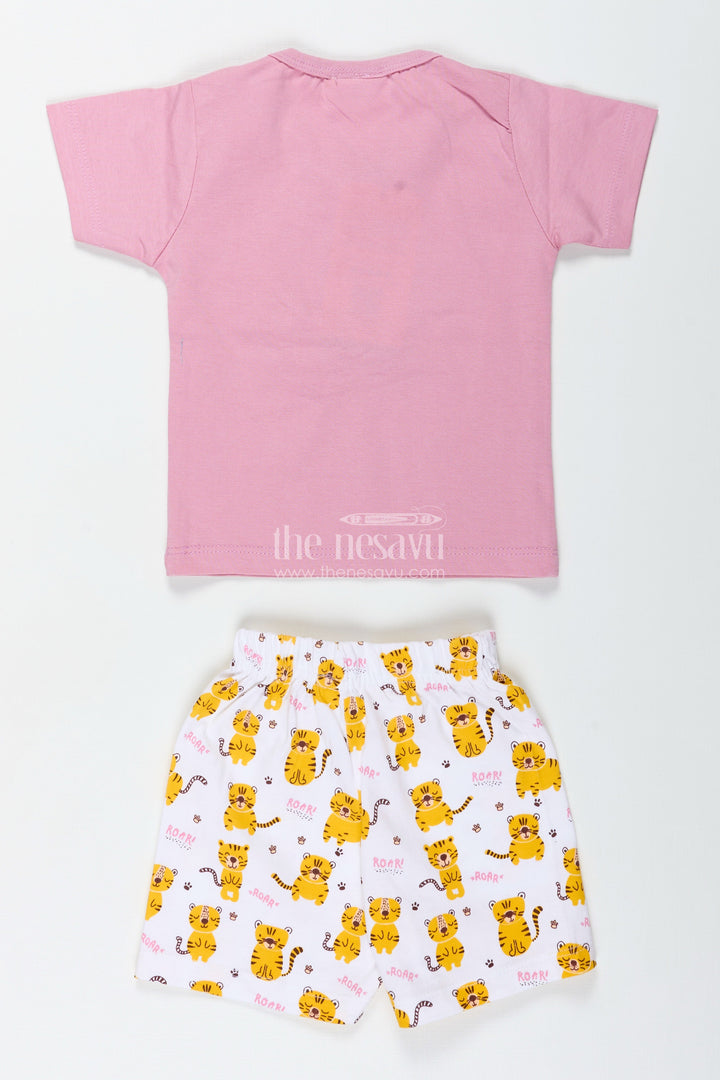 The Nesavu Boys Casual Set Boys Cotton Pink T Shirt and Shorts Set with Animal Digital Prints for Playful Summer Wear Nesavu Nesavu Boys Pink Cotton T Shirt Animal Printed Shorts Set Comfortable Everyday Wear