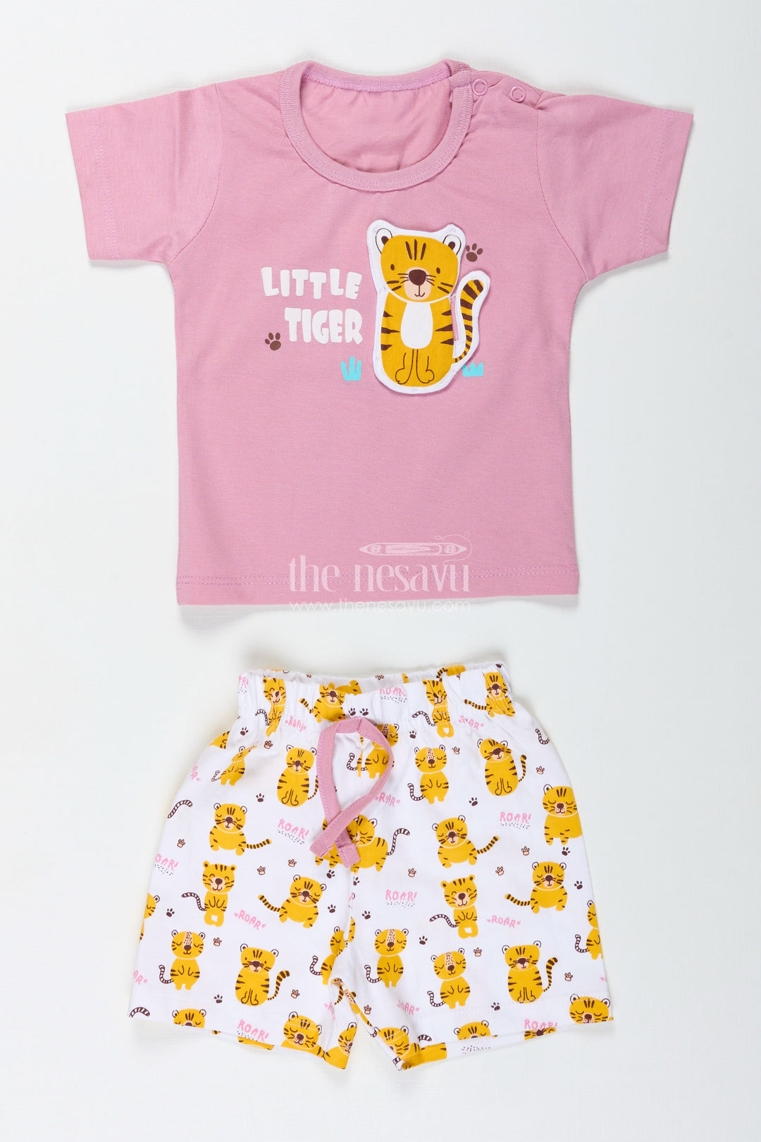 The Nesavu Boys Casual Set Boys Cotton Pink T Shirt and Shorts Set with Animal Digital Prints for Playful Summer Wear Nesavu Nesavu Boys Pink Cotton T Shirt Animal Printed Shorts Set Comfortable Everyday Wear