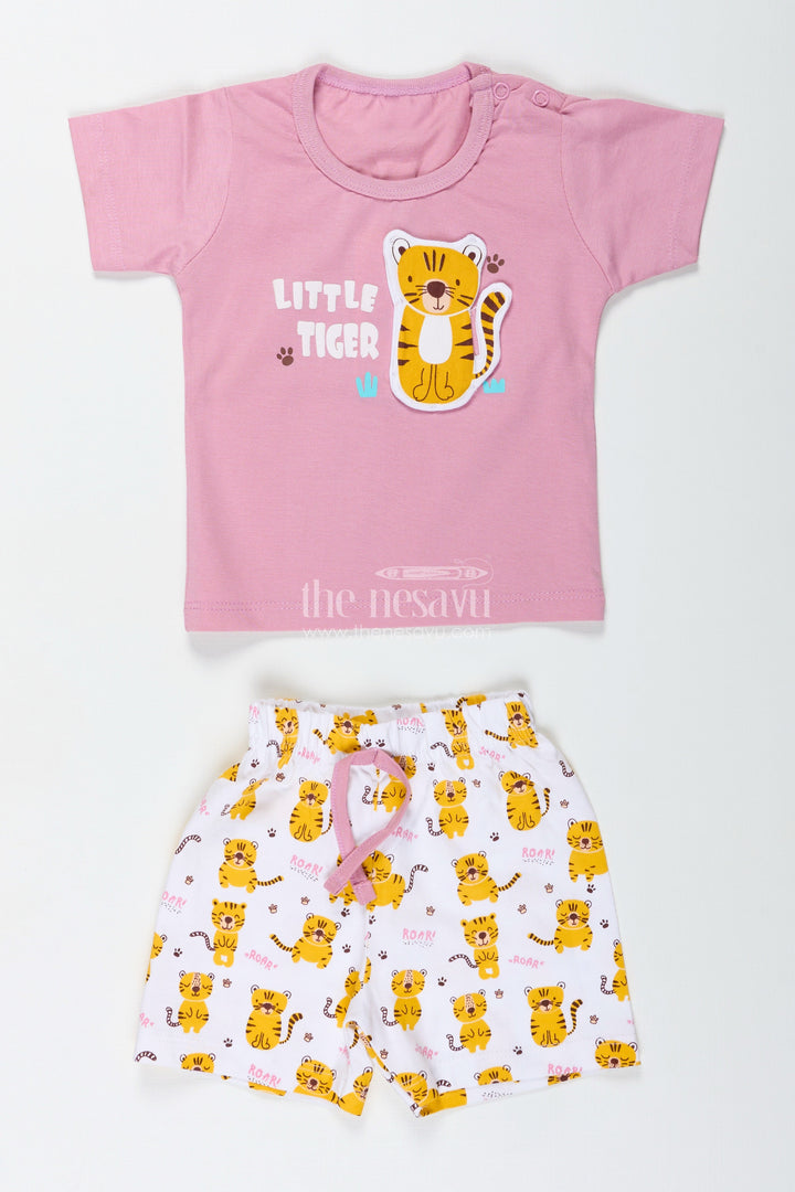 The Nesavu Boys Casual Set Boys Cotton Pink T Shirt and Shorts Set with Animal Digital Prints for Playful Summer Wear Nesavu Nesavu Boys Pink Cotton T Shirt Animal Printed Shorts Set Comfortable Everyday Wear