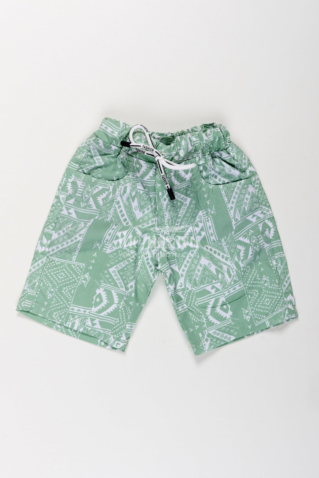 The Nesavu Boys Shorts Boys Cotton Print Short Dress Style Shorts with Paisley Digital Pattern and Comfortable Fit Nesavu 16 (1Y) / Green / Style 1 BWS022CA-16 Nesavu Boys Green Cotton Shorts Print Short Dress Style Paisley Pattern Elastic Waist