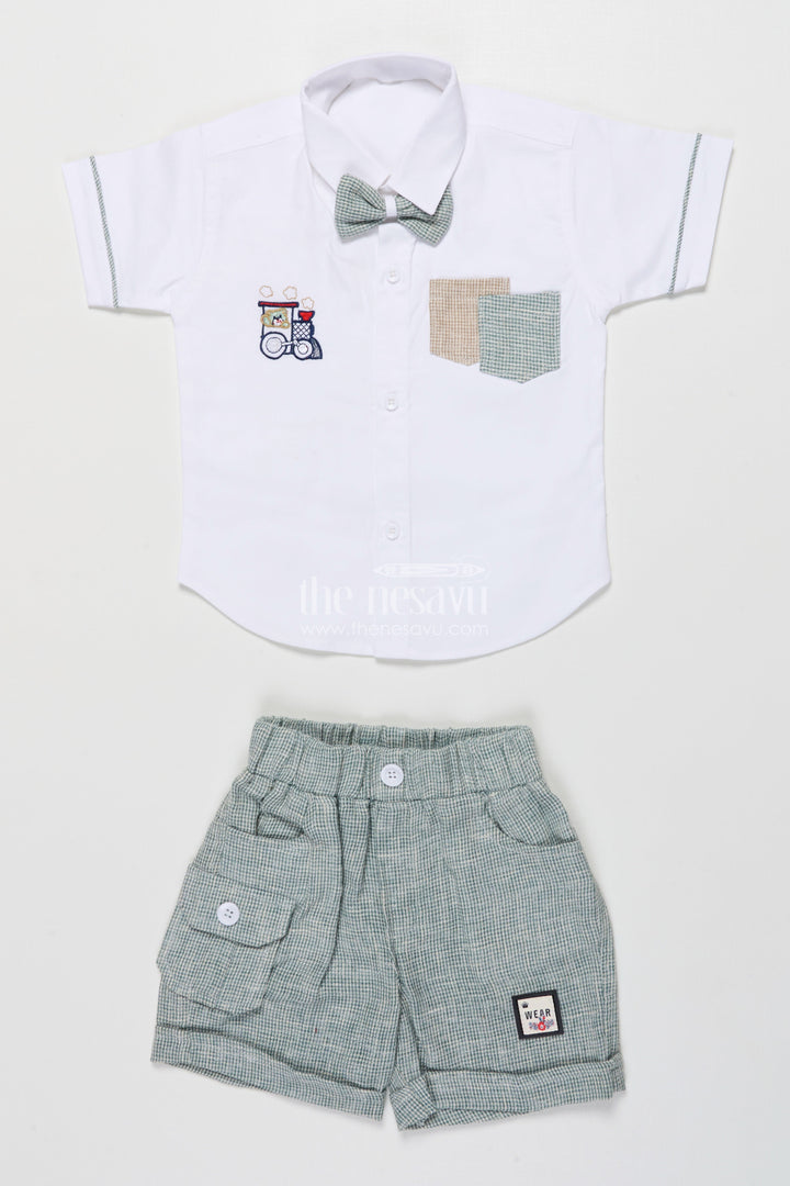 The Nesavu Boys Casual Set Boys Cotton Set for Park Outings and Relaxed Summer Days Nesavu Nesavu boys cotton set shirt shorts summer outings casual homewear