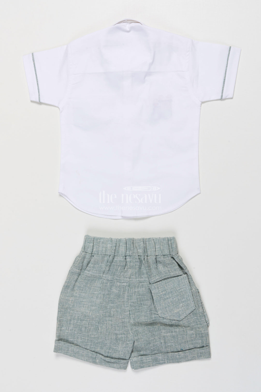 The Nesavu Boys Casual Set Boys Cotton Set for Park Outings and Relaxed Summer Days Nesavu Nesavu boys cotton set shirt shorts summer outings casual homewear