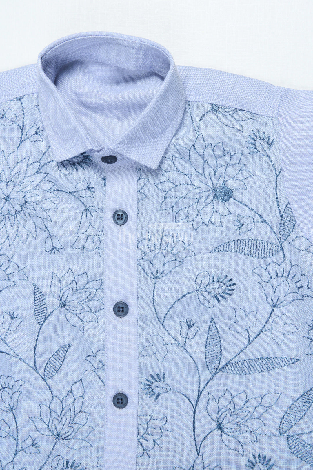 The Nesavu Boys Casual Set Boys Cotton Set with Embroidered Shirt for Smart Casual Dressing Nesavu Nesavu boys embroidered cotton shirt set smart casual events dinners festive dressing