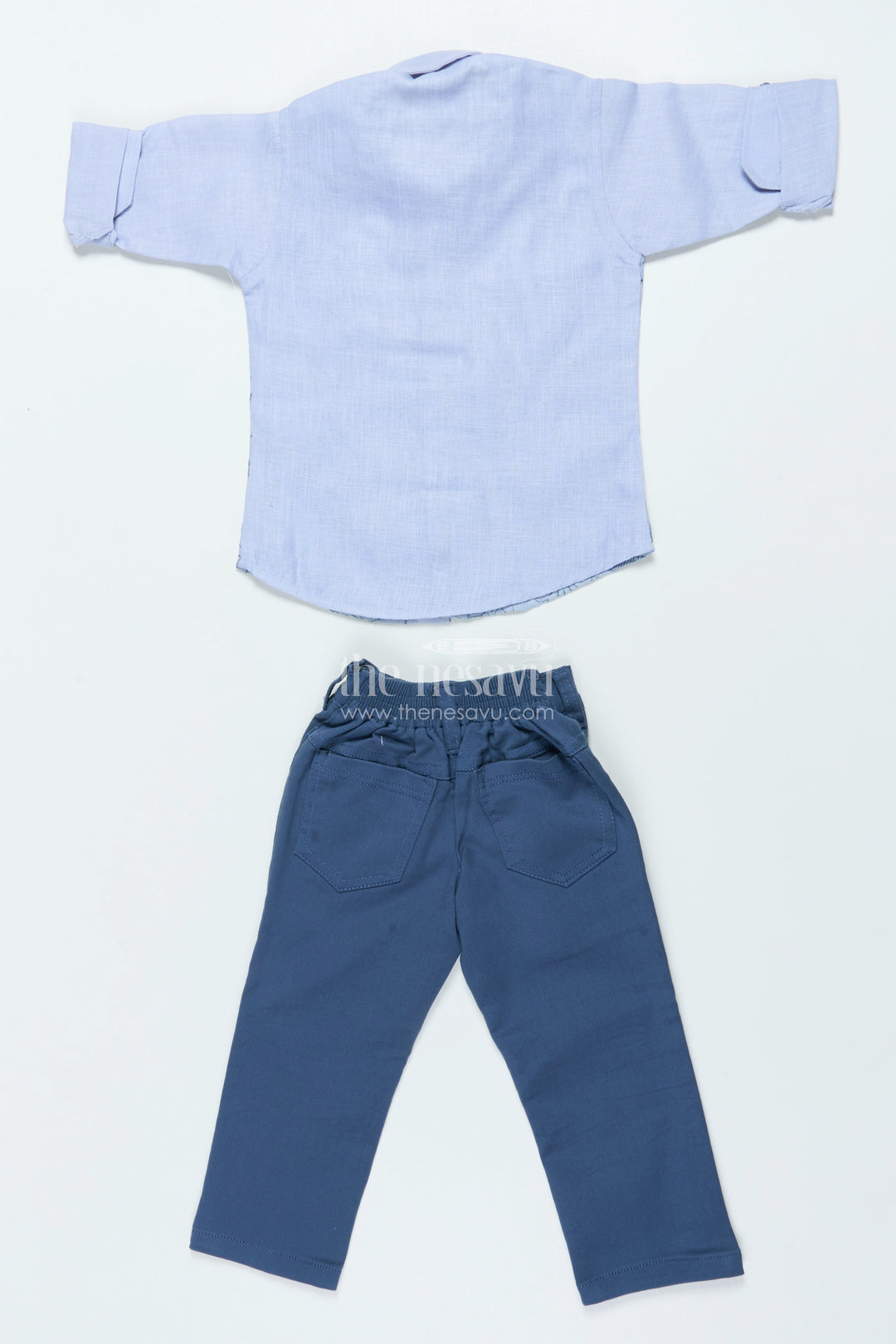 The Nesavu Boys Casual Set Boys Cotton Set with Embroidered Shirt for Smart Casual Dressing Nesavu Nesavu boys embroidered cotton shirt set smart casual events dinners festive dressing