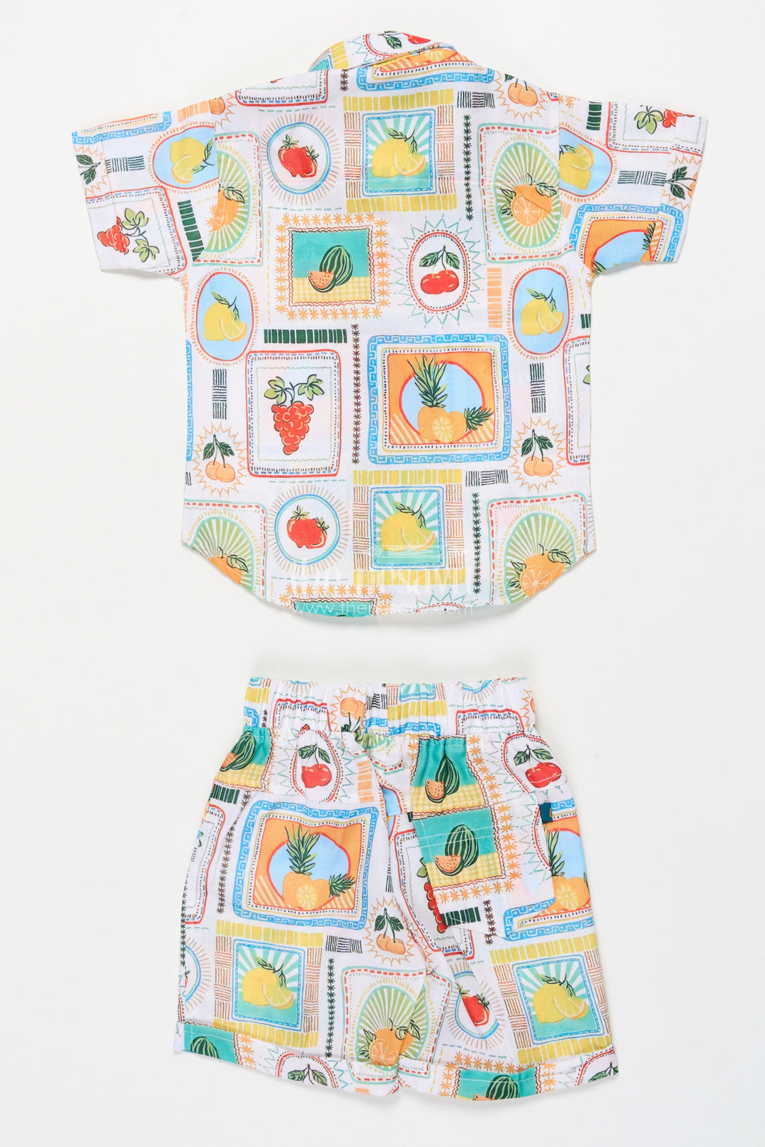 The Nesavu Boys Casual Set Boys Cotton Set with Fruit Print for Summer Play and Daily Wear Nesavu Nesavu boys cotton casual set fruit digital print summer play everyday dressing