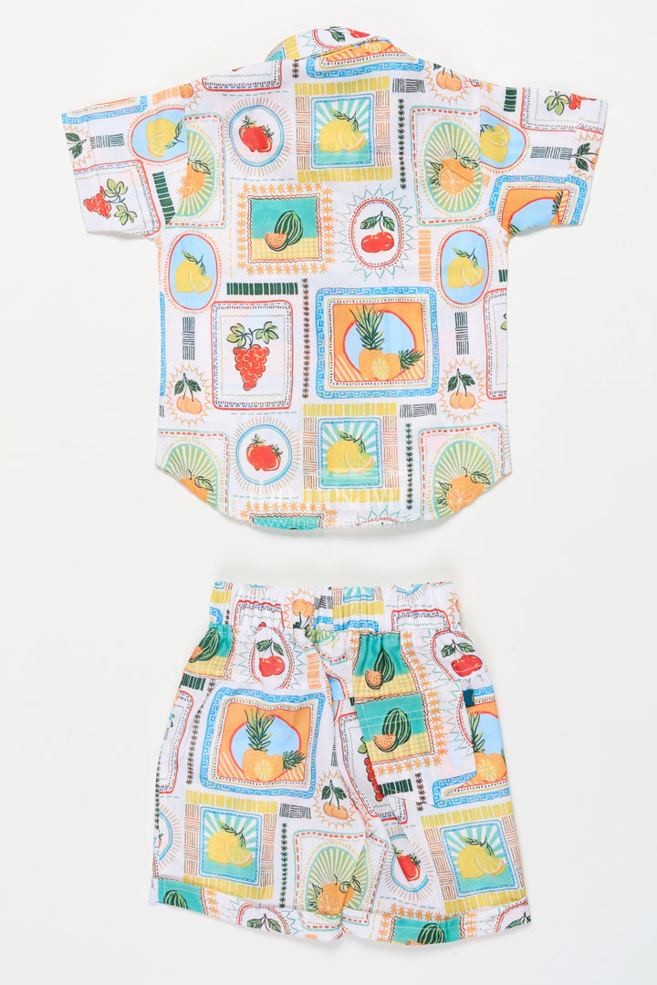 The Nesavu Boys Casual Set Boys Cotton Set with Fruit Print for Summer Play and Daily Wear Nesavu Nesavu boys cotton casual set fruit digital print summer play everyday dressing