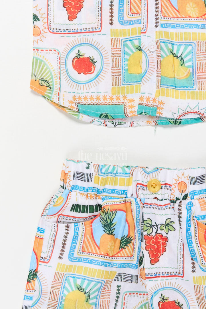 The Nesavu Boys Casual Set Boys Cotton Set with Fruit Print for Summer Play and Daily Wear Nesavu Nesavu boys cotton casual set fruit digital print summer play everyday dressing