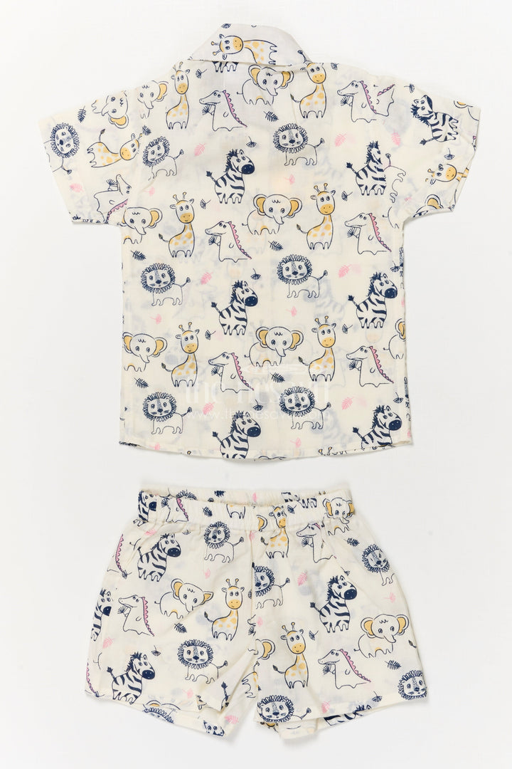 The Nesavu Boys Casual Set Boys Cotton Set with Wild Animal Print for Everyday Fun Nesavu Nesavu boys casual cotton set with wild animal digital print for toddlers’ daily wear