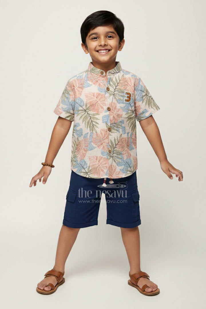The Nesavu Boys Casual Set Boys Cotton Shirt and Shorts Set for Casual Outings and Summer Days Nesavu 16 (1Y) / Magenta BCS434A-16 Nesavu cotton shirt shorts set toddler boys  perfect summer outings holidays