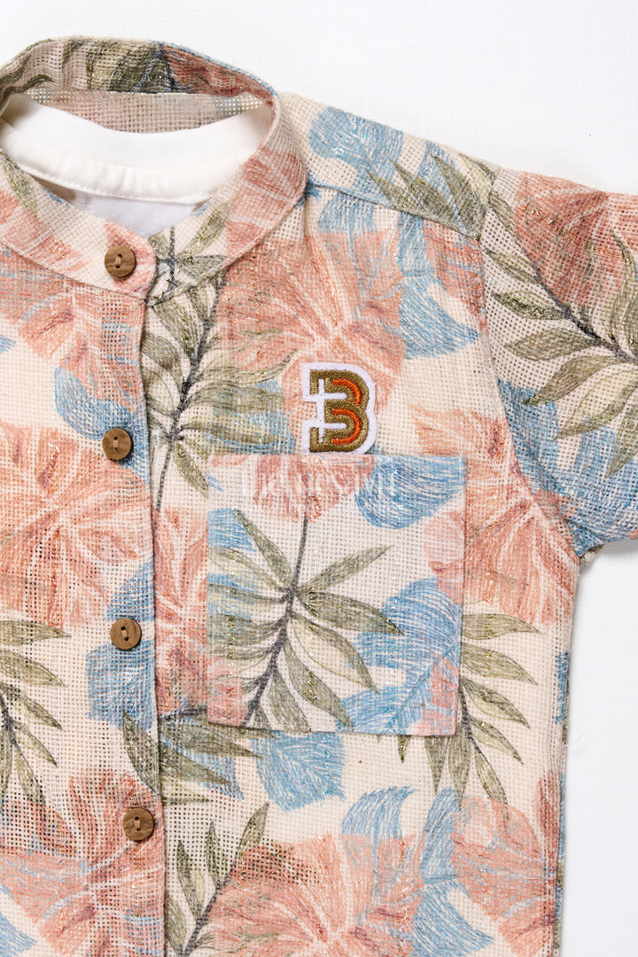 The Nesavu Boys Casual Set Boys Cotton Shirt and Shorts Set for Casual Outings and Summer Days Nesavu Nesavu cotton shirt shorts set toddler boys  perfect summer outings holidays