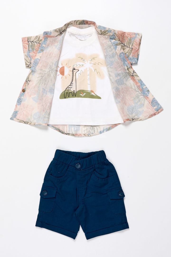 The Nesavu Boys Casual Set Boys Cotton Shirt and Shorts Set for Casual Outings and Summer Days Nesavu Nesavu cotton shirt shorts set toddler boys  perfect summer outings holidays