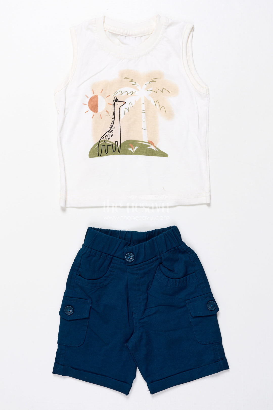 The Nesavu Boys Casual Set Boys Cotton Shirt and Shorts Set for Casual Outings and Summer Days Nesavu Nesavu cotton shirt shorts set toddler boys  perfect summer outings holidays
