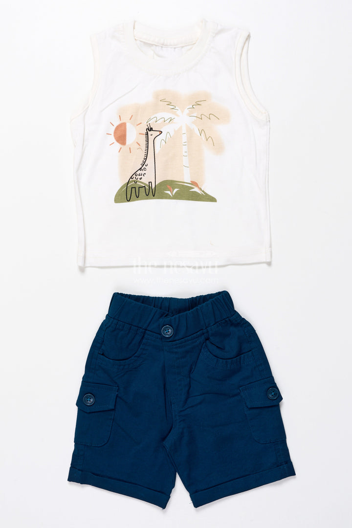 The Nesavu Boys Casual Set Boys Cotton Shirt and Shorts Set for Casual Outings and Summer Days Nesavu Nesavu cotton shirt shorts set toddler boys  perfect summer outings holidays