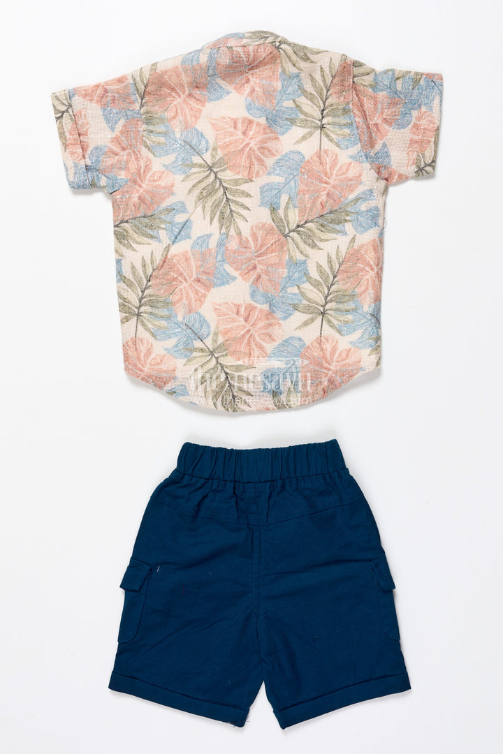 The Nesavu Boys Casual Set Boys Cotton Shirt and Shorts Set for Casual Outings and Summer Days Nesavu Nesavu cotton shirt shorts set toddler boys  perfect summer outings holidays