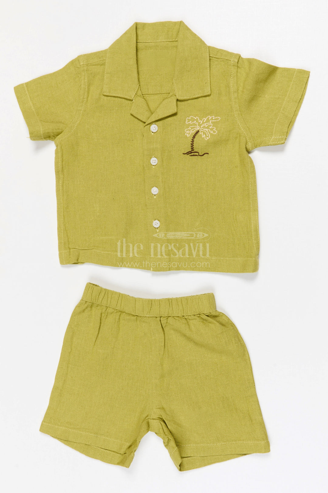 The Nesavu Boys Casual Set Boys Cotton Shirt and Shorts Set for Casual Outings Nesavu 12 (3M) / Blue / Cotton BCS557A-12 Nesavu Boys Cotton Shirt And Shorts Set For Everyday Wear Family Outings And Summer Comfort
