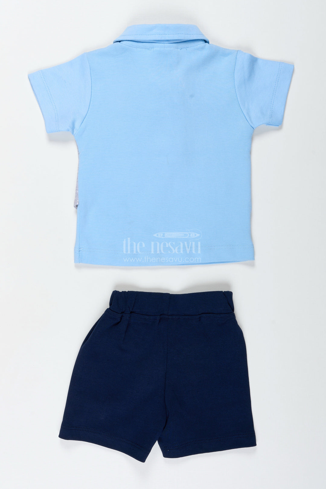 The Nesavu Boys Casual Set Boys Cotton Shirt and Shorts Set with Yellow Bow Tie and Textured Vest for Semi Formal Summer Style Nesavu Nesavu Boys Cotton Shirt Shorts Set Yellow Bow Tie Striped Vest Casual Dressy Look