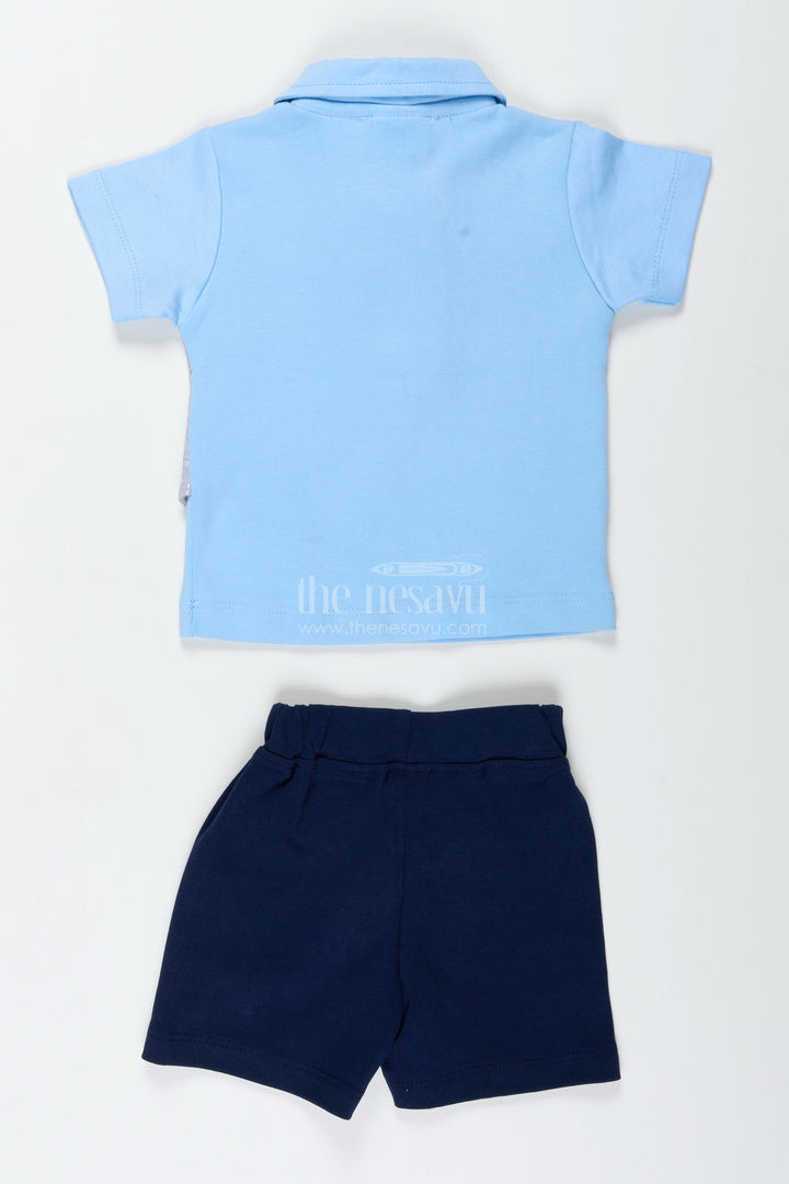 The Nesavu Boys Casual Set Boys Cotton Shirt and Shorts Set with Yellow Bow Tie and Textured Vest for Semi Formal Summer Style Nesavu Nesavu Boys Cotton Shirt Shorts Set Yellow Bow Tie Striped Vest Casual Dressy Look