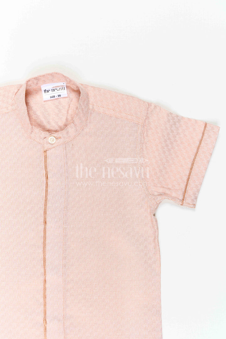 The Nesavu Boys Cotton Shirt Boys Cotton Shirt for Birthday Lunch Outings Nesavu Nesavu Boys Cotton Shirt For Birthday Lunch Outings With Mandarin Collar And Textured Finish