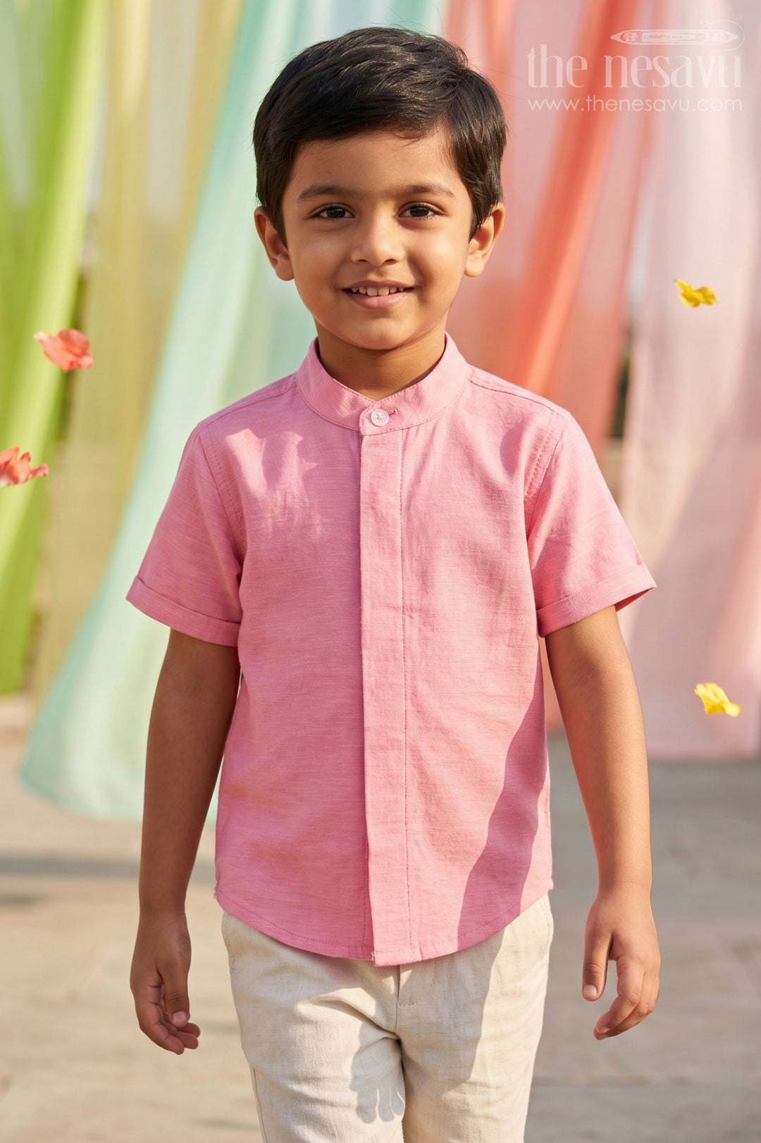 The Nesavu Boys Cotton Shirt Boys Cotton Shirt for Birthday Outings and Everyday Comfort Nesavu 16 (1Y) / Pink / Cotton BS486A-16 Nesavu Boys Cotton Shirt For Casual Outings And Comfortable Everyday Wear