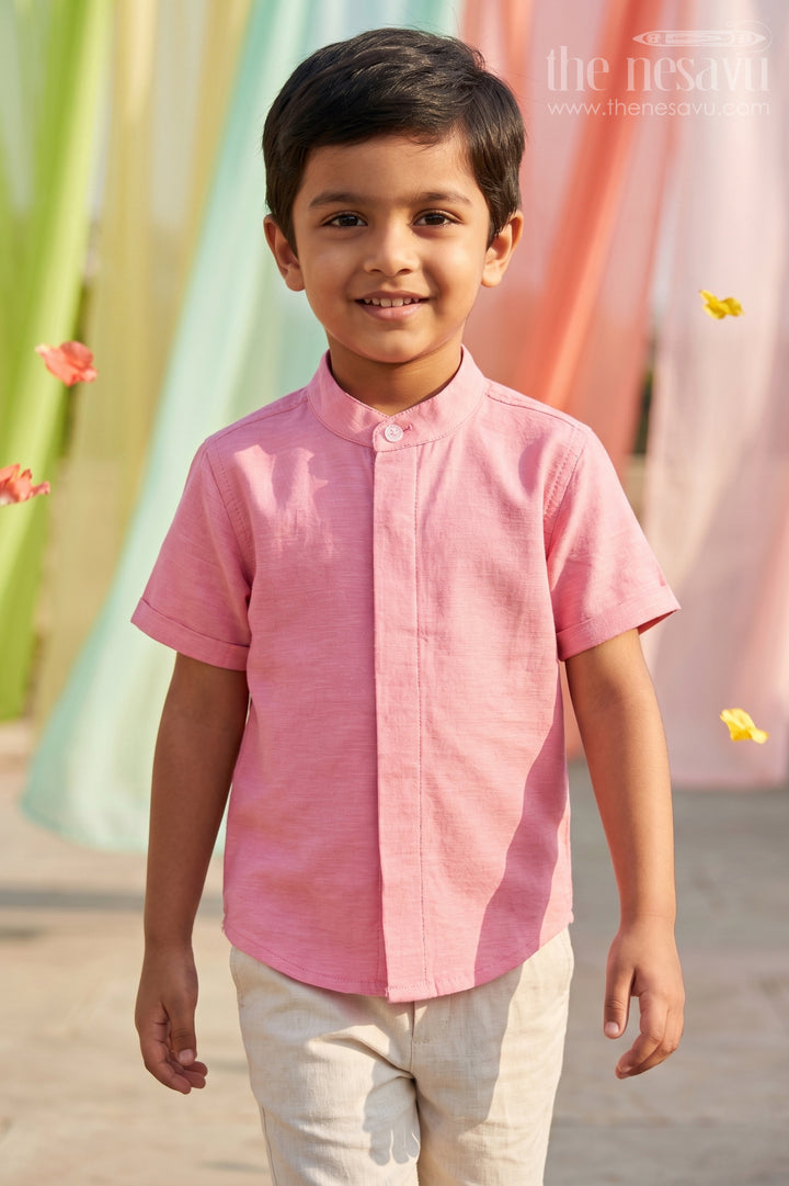 The Nesavu Boys Cotton Shirt Boys Cotton Shirt for Birthday Outings and Everyday Comfort Nesavu 16 (1Y) / Pink / Cotton BS486A-16 Nesavu Boys Cotton Shirt For Casual Outings And Comfortable Everyday Wear