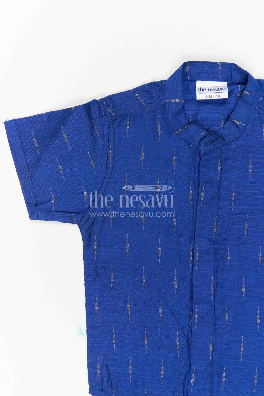 The Nesavu Boys Cotton Shirt Boys Cotton Shirt for Birthday Outings and Smart Casual Occasions Nesavu Nesavu Boys Chanderi Cotton Shirt With Jacquard Print For Birthdays And Casual Occasions