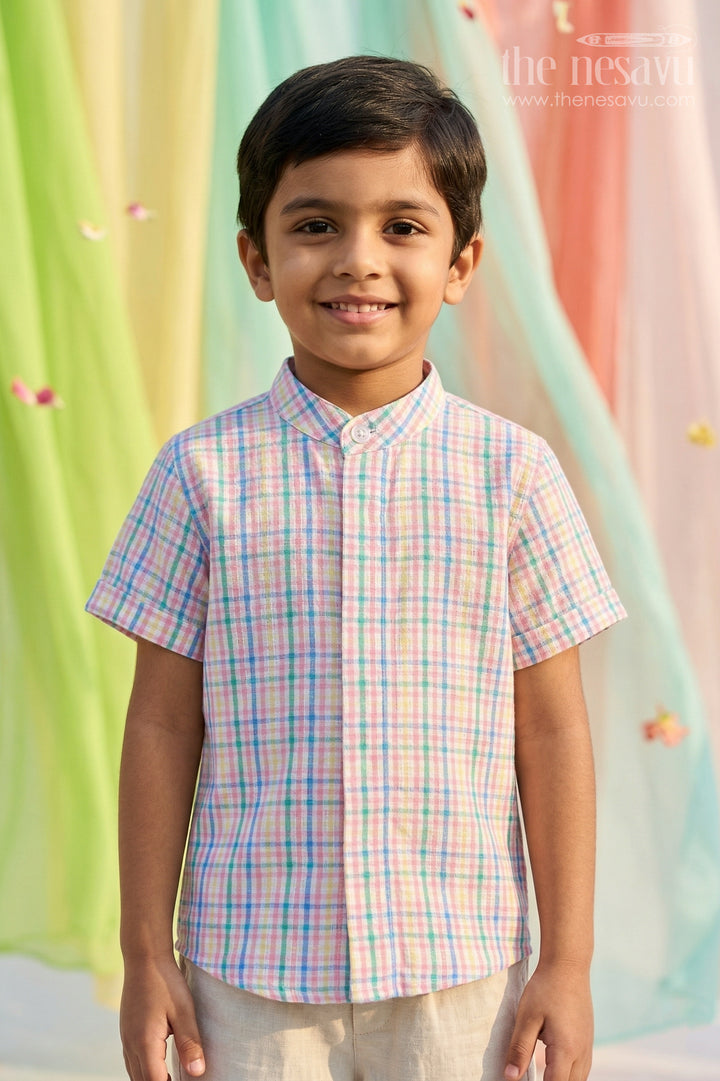 The Nesavu Boys Cotton Shirt Boys Cotton Shirt for Family Outings and Weekend Wear Nesavu 14 (6M) / Multicolor / Cotton BS441A-14 Nesavu Boys Cotton Checked Shirt For Family Outings And Weekend Wear With Breathable Multicolour Design