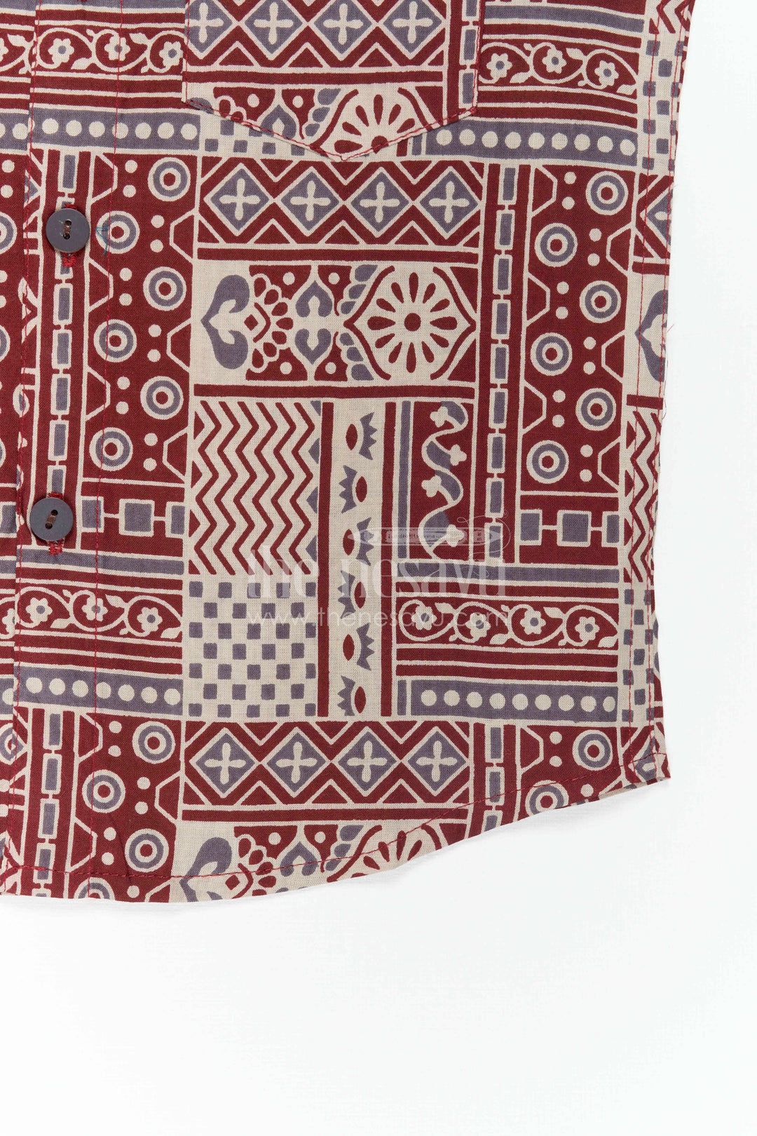 The Nesavu Boys Cotton Shirt Boys Cotton Shirt for Festive Casual Wear and Family Outings Nesavu Nesavu Boys Cotton Shirt With Patchwork Digital Print For Festive And Casual Celebrations