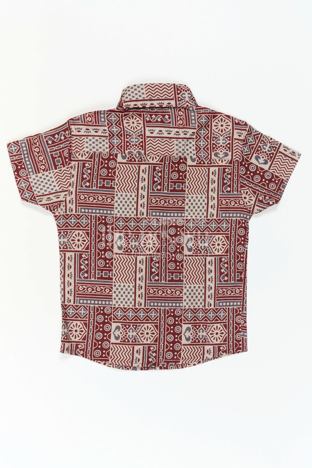The Nesavu Boys Cotton Shirt Boys Cotton Shirt for Festive Casual Wear and Family Outings Nesavu Nesavu Boys Cotton Shirt With Patchwork Digital Print For Festive And Casual Celebrations
