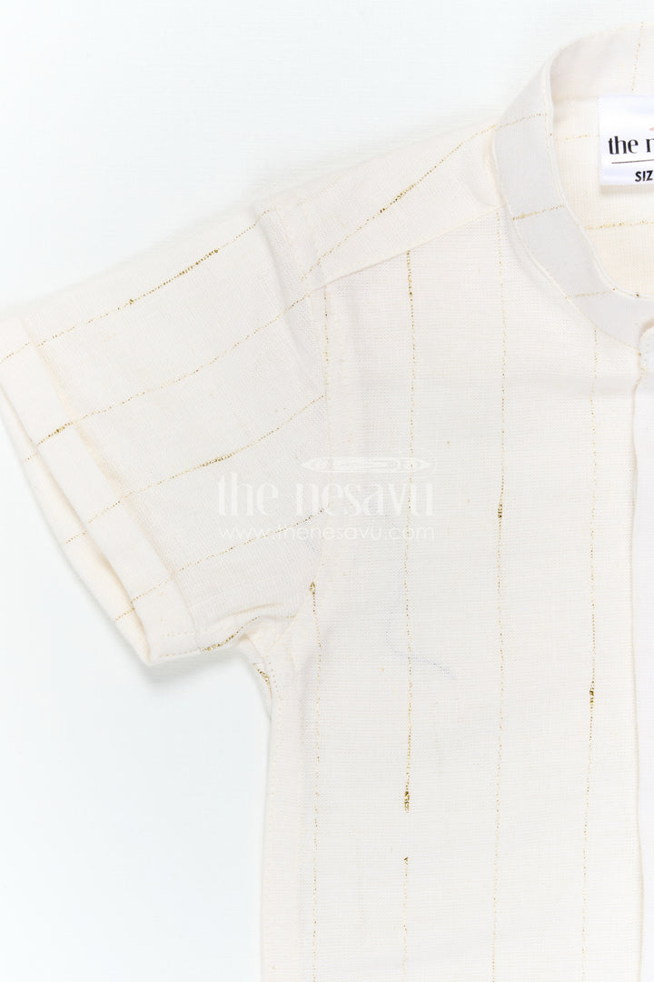 The Nesavu Boys Cotton Shirt Boys Cotton Shirt for Festive Occasions and Traditional Wear Nesavu Nesavu Boys Cotton Shirt With Zari Design For Festive Occasions And Traditional Wear With Breathable Comfort
