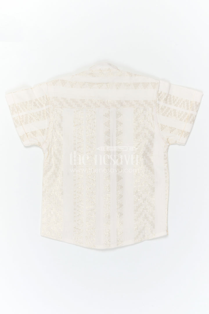The Nesavu Boys Cotton Shirt Boys Cotton Shirt for Festive Occasions and Traditional Wear Nesavu Nesavu Boys Cotton Shirt With Zari Design For Festive Occasions And Traditional Wear With Breathable Fabric