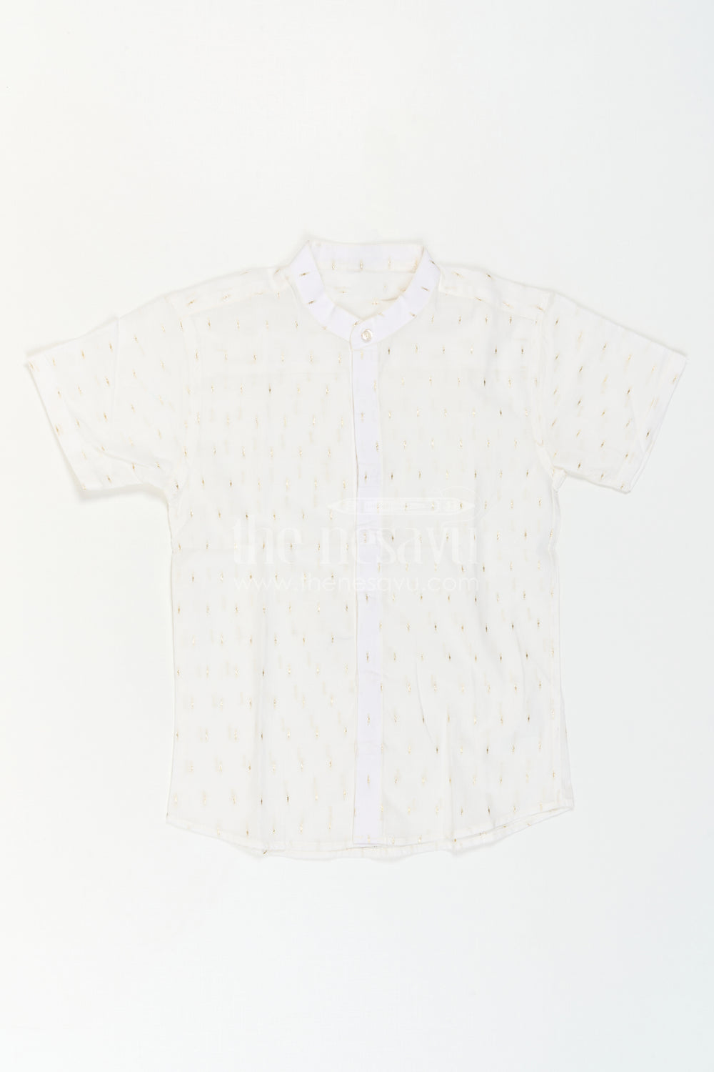 The Nesavu Boys Cotton Shirt Boys Cotton Shirt for Festive Wear and Special Occasions Nesavu Nesavu Boys Cotton Shimmer Butti Shirt For Festive Wear And Special Occasions With Breathable Fabric