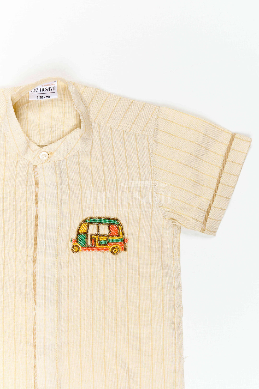The Nesavu Boys Cotton Shirt Boys Cotton Shirt for School Celebration Day Nesavu Nesavu Boys Cotton Shirt For School Celebration Day With Mandarin Collar And Auto Applique