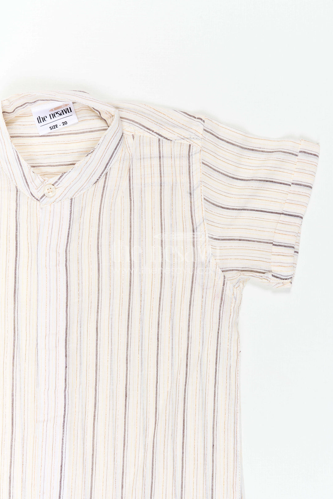 The Nesavu Boys Cotton Shirt Boys Cotton Shirt for School Ethnic Day Nesavu Nesavu Boys Cotton Shirt For School Ethnic Day With Striped Design And Mandarin Collar