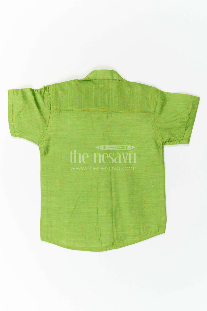 The Nesavu Boys Cotton Shirt Boys Cotton Shirt for School Events and Family Celebrations Nesavu Nesavu Boys Chanderi Cotton Shirt With Jacquard Print For School Events And Celebrations