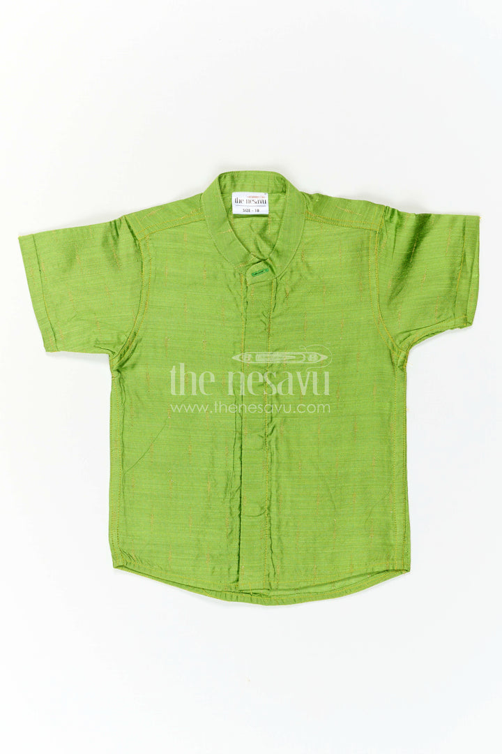The Nesavu Boys Cotton Shirt Boys Cotton Shirt for School Events and Family Celebrations Nesavu Nesavu Boys Chanderi Cotton Shirt With Jacquard Print For School Events And Celebrations