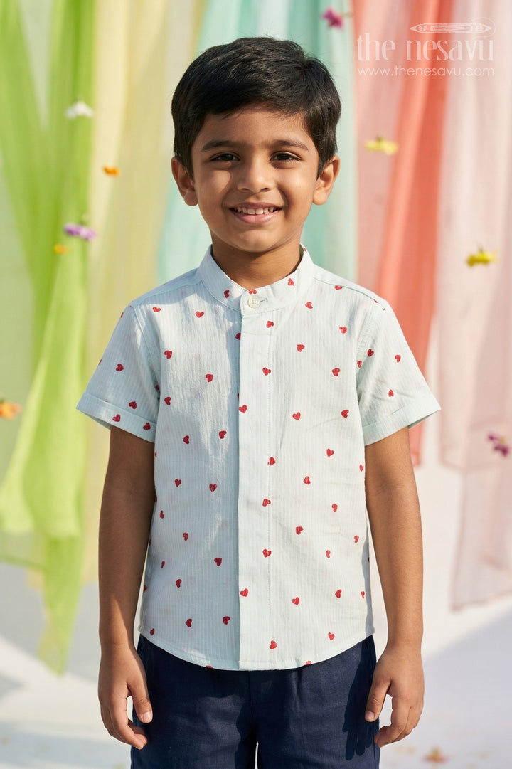 The Nesavu Boys Cotton Shirt Boys Cotton Shirt for Summer Outings and Playful Everyday Wear Nesavu 14 (6M) / Blue / Cotton BS450A-14 Nesavu Boys Crinkle Cotton Printed Shirt For Summer Outings And Daily Wear With Breathable Lightweight Fabric