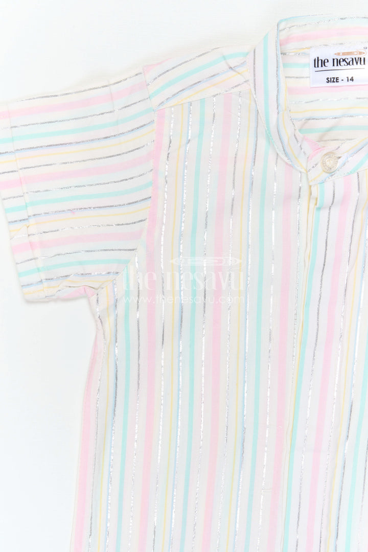 The Nesavu Boys Cotton Shirt Boys Cotton Shirt for Summer Outings and Vacation Wear Nesavu Nesavu Boys Cotton Striped Shirt For Summer Outings And Vacation Wear With Breathable Comfortable Fabric