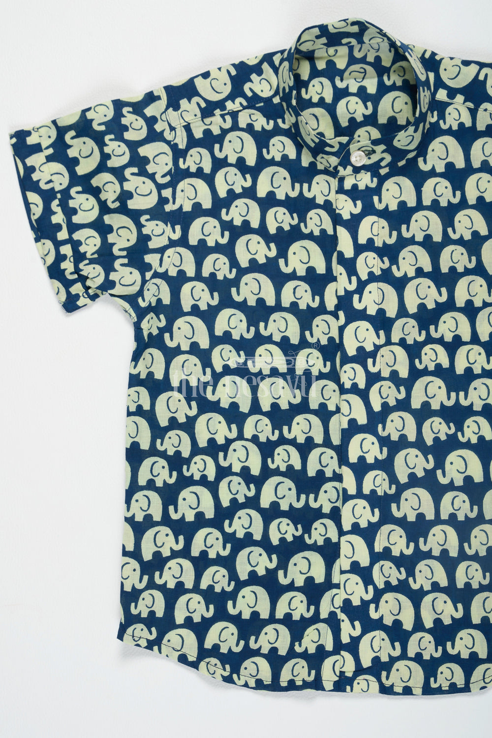 The Nesavu Boys Cotton Shirt Boys Cotton Shirt Navy Elephant Print Best For Pongal Dresses Nesavu Nesavu Boys Navy Cotton Shirt Beige Elephant Print Best Diwali Dresses