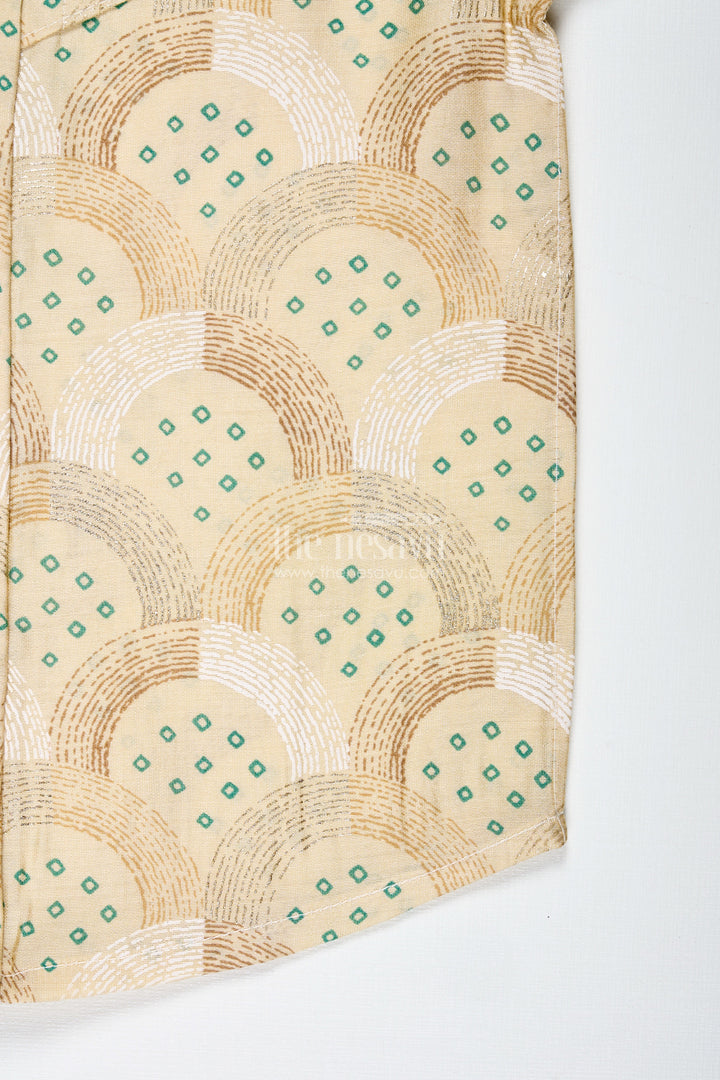 The Nesavu Boys Cotton Shirt Boys Cotton Shirt with Abstract Block Print for Casual and Festive Days Nesavu Nesavu Boys Cotton Shirt Abstract Ethnic Print Casual Festive Wear Kids