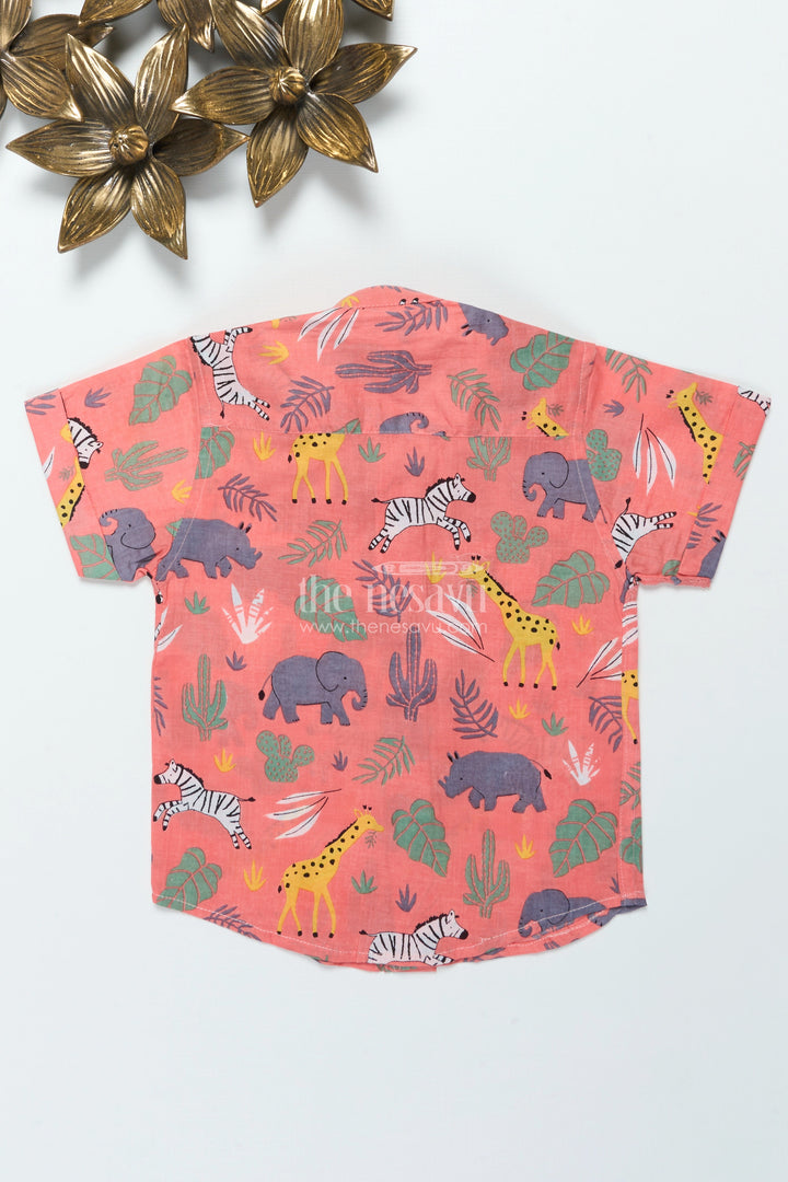 The Nesavu Boys Cotton Shirt Boys Cotton Shirt with Animal Safari Print for Playdates and Casual Fun Nesavu Nesavu boys cotton shirt animal safari print casual wear themed outings